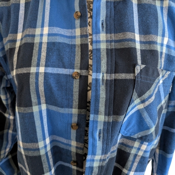 Aritzia TNA Shirt Flannel Plaid Women XS 90s Grunge Dark Academia Black Blue - Picture 7 of 16